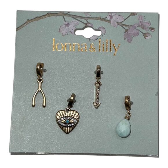 lonna & lilly Gold-tone 4 Piece Set Pave & Stone Mixed Charms Arrow NWT - Picture 1 of 2